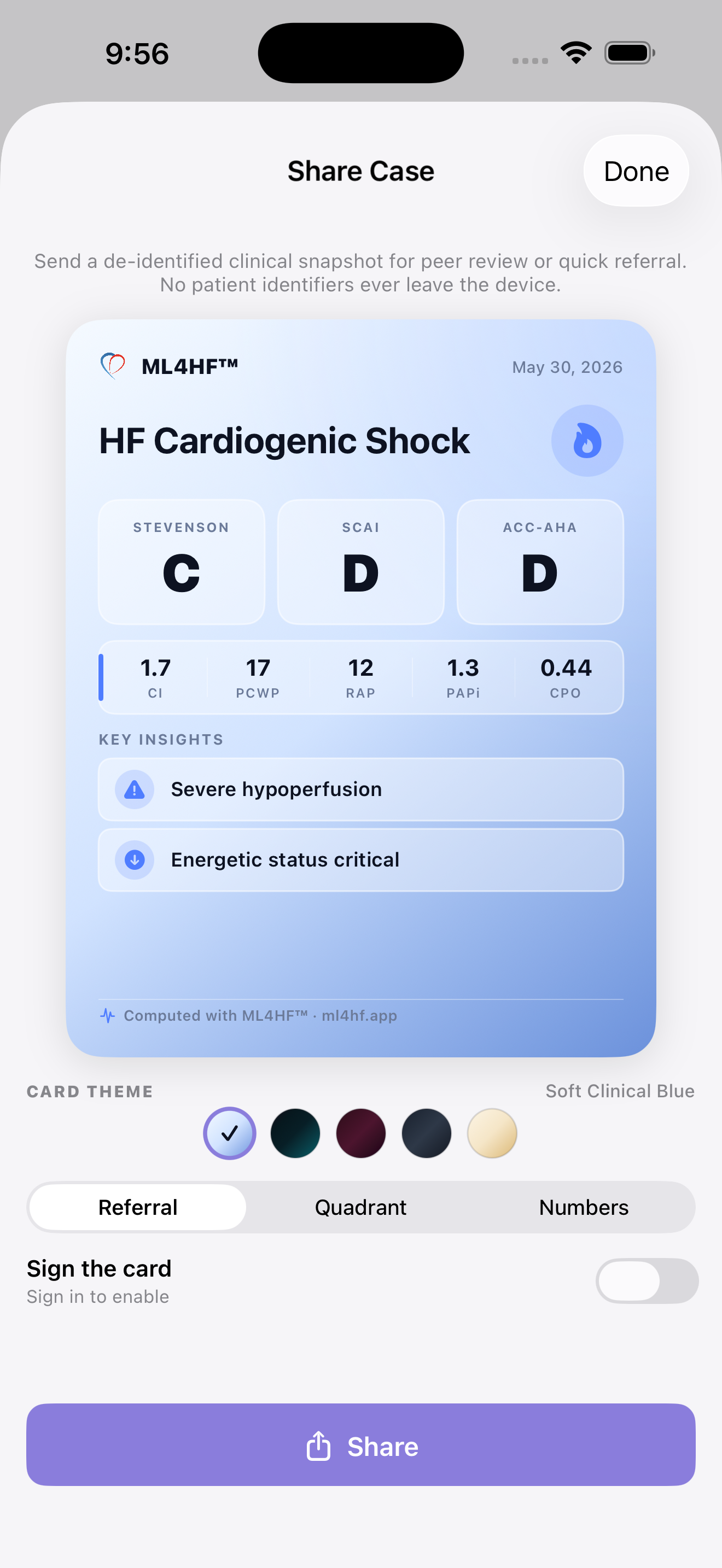 Shareable referral card