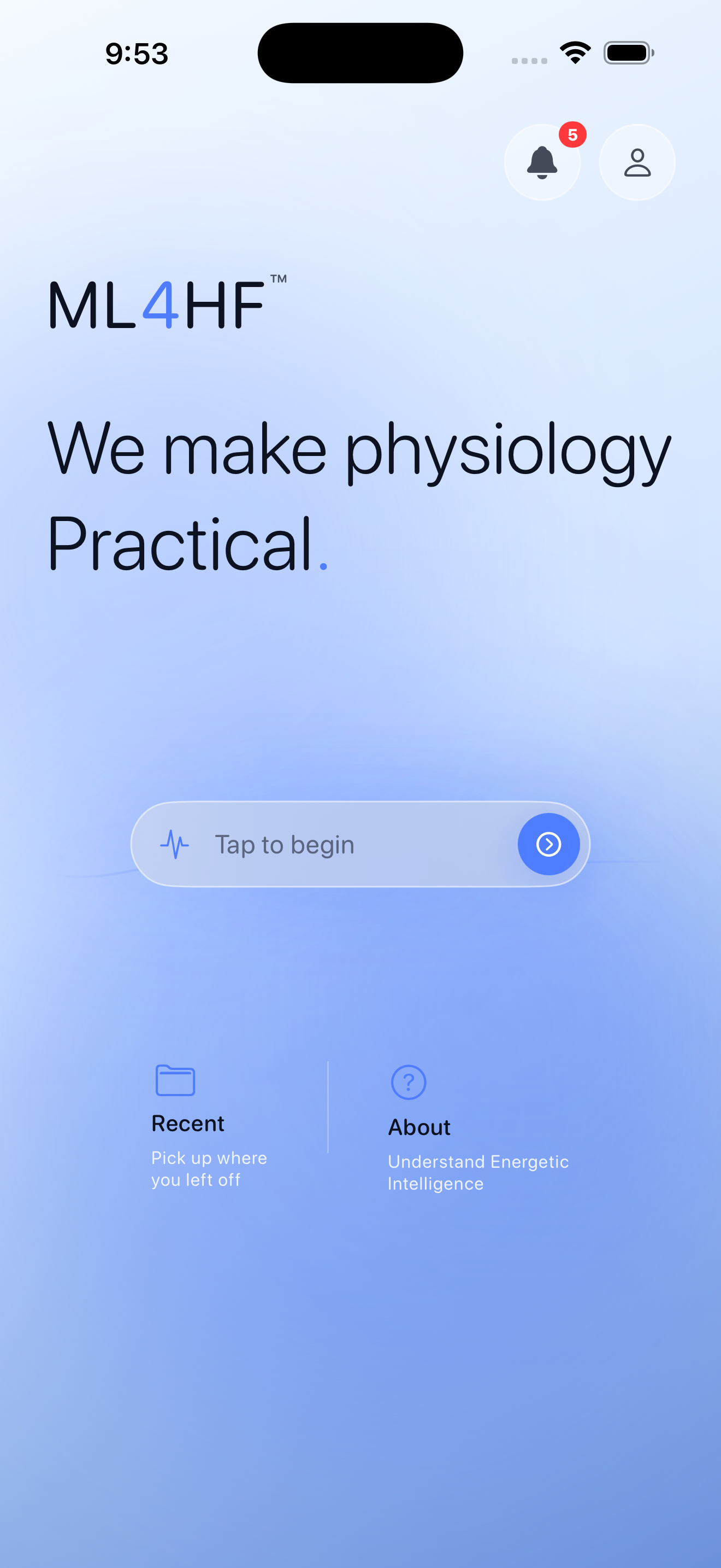 ML4HF Simplified home screen